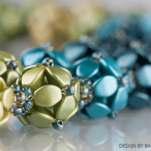2-Hole Tile Beads, Polychrome Orchid Aqua (Qty: 25) - Jill Wiseman Designs