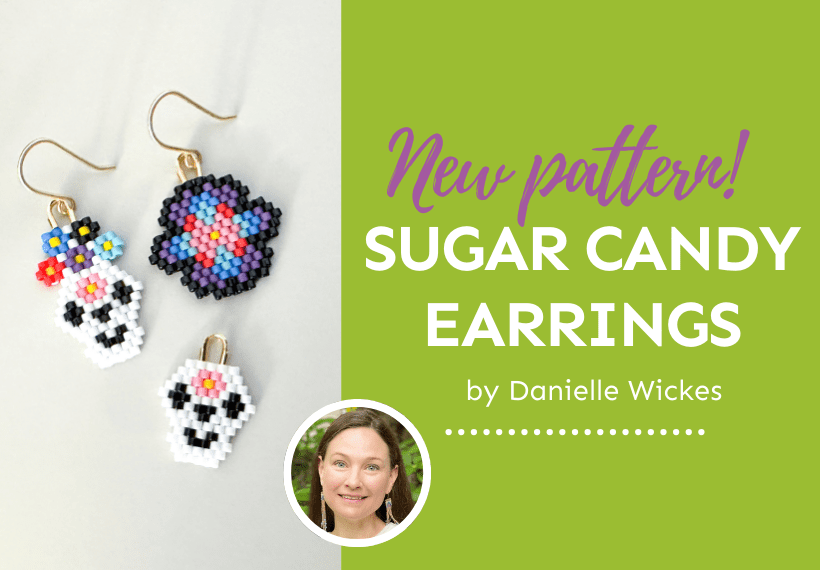 Sugar Skull Candy earrings free beading pattern